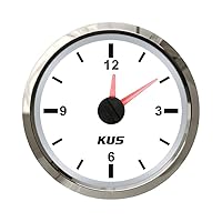 Kus 52mm 2 inch Clock Meter Gauge for Car RV Sedan Boat Truck12-hour Format with Backlight 12V 24 Volts