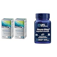 Mag-Ox 400 Magnesium Supplement, Pharmaceutical Grade Magnesium Oxide & Life Extension Neuro-mag Magnesium L-threonate, Magnesium L-threonate, Brain Health, Memory & Attention