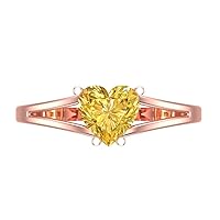 Clara Pucci 1.6 ct Heart Cut Solitaire split shank Yellow Simulated Diamond Classic Anniversary Promise Engagement ring 18K Rose Gold