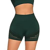 High Waist Yoga Shorts for Womens Tummy Control Fitness Athletic Workout Running Shorts Summer Stretch Cut Out Shorts