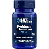 Life Extension Pyridoxal 5-Phosphate Caps 100 mg P5P, 90 Veg Capsules - Advanced Vitamin B6 Supplement