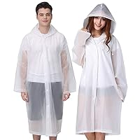 Cosowe Rain Ponchos for Adults Reusable, 2 Pcs Raincoats Emergency for Women Men with Hood and Drawstring