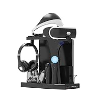 ElecGear Vertical Charging Stand with Cooling Fan PSVR Headset Storage Stand, Docking Station Charger Dock for Move and DualShock 4 Controller, PlayStation , PS VR