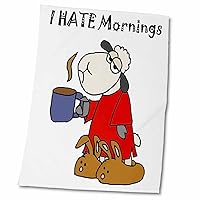 3dRose All Smiles Art Funny - Funny Cute Sleepy Grumpy Sheep Hates Mondays - Towels (twl-245442-2)