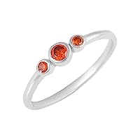 Carnelian 925 Sterling Silver Minimalist Stacking Ring Costume Fashion Jewelry For Women Girls