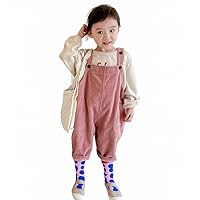 Korean Style Girls Spring Corduroy Overalls Boys Loose Fit Big Pockets Jumpsuit