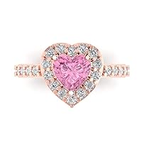 Clara Pucci 2.03 ct Heart Cut Simulated Pink Diamond 18K Rose Gold Halo Solitaire W/Accents Anniversary Wedding Engagement Ring