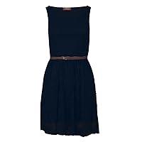 Forever Womens Sleeveless Floral Lace Belted Skater Dress