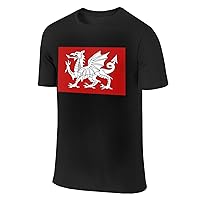 White Dragon Flag of Englan T-Shirt Short Sleeve Novelty T-Shirt Mens Cotton Shirt