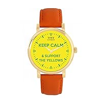 Football Fans Keep Calm and Support The Yellows Ladies Watch 38mm Case 3atm Water Resistant Custom Designed Quartz Movement Luxury Fashionable