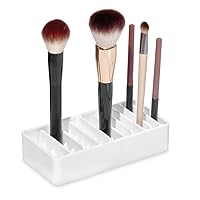 iDesign The Sarah Tanno Collection Silicone Cosmetic and Makeup Brush Holder with Multi-Sized Slots, White