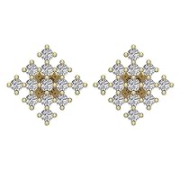 0.30Ct Round Cut Created White Diamond Women's Cluster Stud Earring 14K Yellow Gold Over 925 Sterling Silver