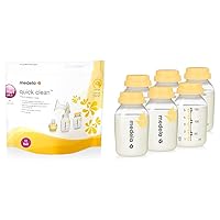 Medela Quick Clean MicroSteam Bags & Breast Milk Collection and Storage Bottles, 6 Pack, 5 Ounce Breastmilk Container, Compatible with Medela Breast Pumps and Made Without BPA
