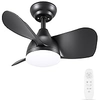 Newday Ceiling Fan with Lights Remote Control, 22 inch Quiet DC Motor Small Ceiling Fans, Dimmable Ceiling Fan for Bedroom, Kids Room, Kitchen (Black)