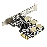 WBTUO Riser Card PCIe 1 to 4 PCI Express 16X Slots Riser Card PCI-E 1X to External 4 PCI-e Slot Adapter PCIe Port Multiplier Card 