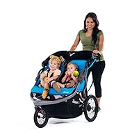 Joovy Zoom X2 Lightweight Performance Double Jogging Stroller Featuring Extra-Large Pneumatic Tires with Air Pump Included, Locking and Swiveling Front Tire, and Easy One-Handed Fold, Glacier
