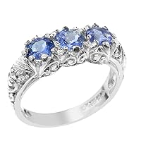 925 Sterling Silver Real Genuine Tanzanite Womens Band Ring