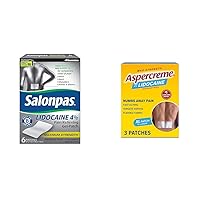 Salonpas Gel-Patch Pain Relieving Patches and Aspercreme XL Lidocaine Pain Relief Patches Bundle (9 Count Total)