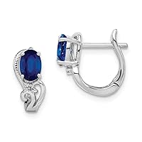 925 Sterling Silver Solid Polished Hinged hoop Rhodium Plated Diamond Sapphire Hinged Earrings Measures 13x13mm Wide 5mm Thick Jewelry for Women