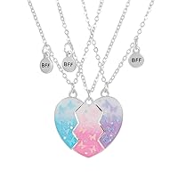 Best Friend Necklaces for 3 Matching Heart Pendant Magnetic Bff Friendship Necklace
