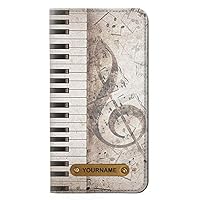RW3390 Music Note PU Leather Flip Case Cover for iPhone 11 with Personalized Your Name on Leather Tag