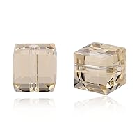 50pcs Adabele Austrian 4mm (0.16 Inch) Small Faceted Loose Cube Crystal Beads Silver Champagne Compatible with Swarovski Crystals Preciosa 5601 SSC429