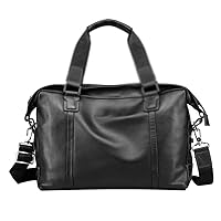 Leather Briefcase Messenger Business Bags Laptop Handbag for Men Black