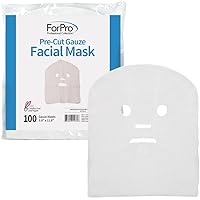 ForPro Professional Collection Precut Gauze Facial Mask, 100% Cotton Gauze, for High Frequency Facial Treatments and Masks, 100-Count