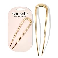 Kitsch Metal French Hair Pins for Women - Gold French Pins for Thick Hair, U Shaped Hair Pins, Metal Hair Pin for All Hair Types, Hair Sticks for Buns, French Twist Hair Pin, Hair Fork - 1pc Gold