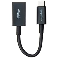 Amazon Basics USB-C to USB-A 3.1 Gen1 Female Adapter Cable Converter, 5Gbps High-Speed, USB-IF Certified, for Laptops, Tablets, Phones, Black