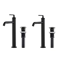 KRAUS Novis Single Handle Vessel Sink Bathroom Faucet with Pop-Up Drain in Matte Black, KVF-1220MB (Set of 2)