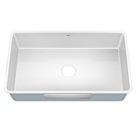 KRAUS Pintura 32-inch Porcelain Enameled Steel Undermount Single Bowl Kitchen Sink in White, KE1US32GWH