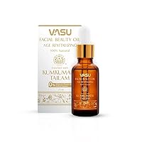 Vasu Facial Beauty Oil enriched with Kumkumadi Tailam - 100% Natural Face Oil, Gives Natural Glow to Your Face, A Unique Blend of 5 Precious Oils with Potent Herbs