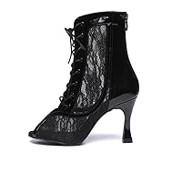 AOQUNFS Women's Peep Toe Latin Dance Boots Salsa Ballroom Lace-up Ankle Party Dance Shoes,Model L563