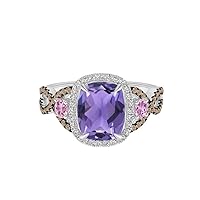 1.00 Ctw Cushion Multi Gemstone 925 Sterling Silver Crossover Solitaire Ring