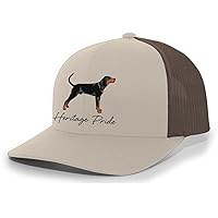 Heritage Pride Canine Collection Black and Tan Coonhound Hunting Dog Mens Embroidered Mesh Back Trucker Hat