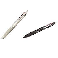 Pilot Frixion Ball 4, 4 Colors Gel Ink Multi Pen(Black, Red, Blue and Green), Black Body and White Body, LKFB-80EF-B/LKFB-80EF-W, 0.5mm