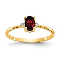 14k Yellow Gold Polished Diamond and Garnet Ring Size 6 Jewelry for Women