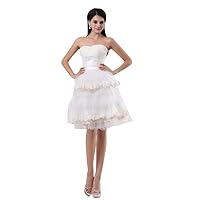 Vintage Ivory Short Strapless Sweetheart Tulle Wedding Dress With Lace