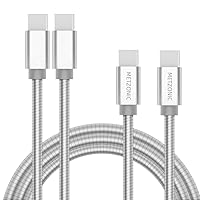 USB C Cable 2 Pack, Type C to Type C Metal Braided Charging Cable 6.6 Ft PD 65W Fast Charge Data Sync Transfer Cord