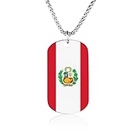Peruvian Flag Jewelry Keepsake Personalized Memorial Necklace Square Titanium Steel Chains Pendant Gift, 202401233