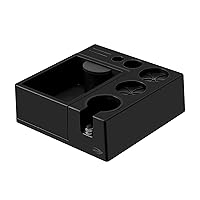 Espresso Knock Box, Espresso Coffee Organizer Box Fit for Storage 51, 54, 58MM Espresso Tamper, Distributor, Portafilter & Puck Screen Accessories, Plastic Station Base(Black)