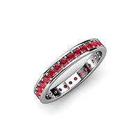 Ruby 0.85 ctw Channel with Prong Set Women Eternity Ring Stackable 14K Gold