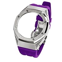 GA2100 4rd Stainless Steel Watch Bezel Fluorine Rubber Watch Strap Retrofit Kit For Men's Watches GA-2100/GA-2110/GA-B2100