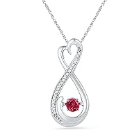 0.34 Carat Diamond & Lab Created Ruby Heart Shape Infinity Pendant