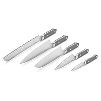Misen Kitchen Knife Set - 5 Piece Professional Chef Knife Set with Serrated Knife, Paring Knife, Santoku Knife and Utility Knife, Gray
