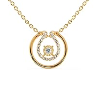 Certified Circle Solitaire Style Pendant Necklace in 18K White/Yellow/Rose Gold Pendant & 18K Gold Chain with 0.26 Ct Round Natural Diamonds Necklace for Women | Birthday Necklace for Her (IJ, I1-I2)