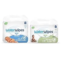 WaterWipes Bundle, Original 300 Count (5 packs) & Textured Clean Wipes 240 Count (4 packs), Plastic-Free, 99.9% Water Based Wipes, Unscented, Hypoallergenic for Sensitive Skin, Packaging May Vary