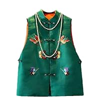 Autumn Women Chinese Style Vest Butterfly Embroidery Sleeveless Jacket Ladies Short Cheongsam Tops