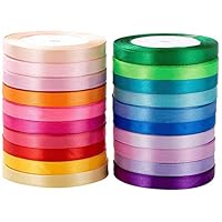 20 Colors Satin Ribbon Fabric Ribbon，500 Yards Ribbon Silk Satin Roll for Gift Package Making Craft Sewing Packaging Ribbon Hair Ribbon (10mm Wide)